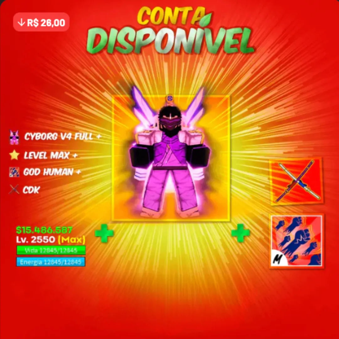 [🤖]  - CYBORG 100% FULL + LEVEL MAX + CDK + SG + GOD HUMAN + GUIA EXCLUSIVO - TUDO GARANTIDO!!! 🤩