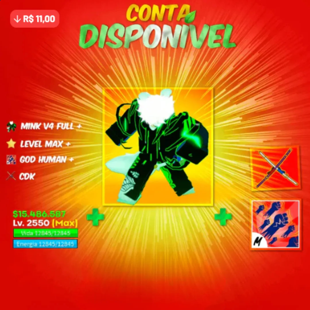 [👽] - V4 MINK 100% FULL + LEVEL MAX + GOD HUMAN + GUIA EXCLUSIVO - TUDO GARANTIDO!!! 🤩