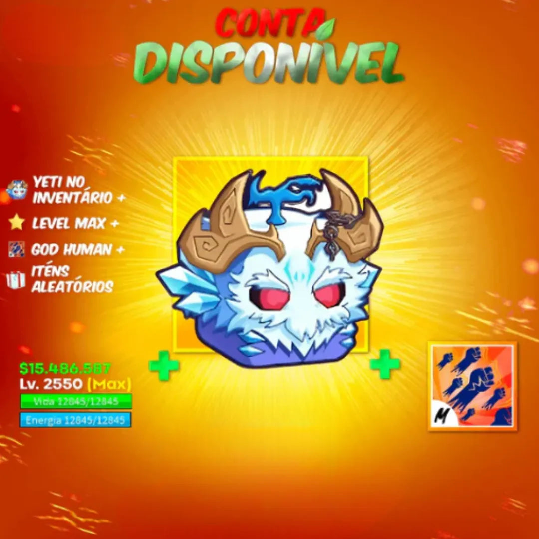 [☃️] - YETI NO INVENTÁRIO + GOD HUMAN + LEVEL ALEATÓRIO + GUIA EXCLUSIVO - TUDO GARANTIDO!!! 🤩